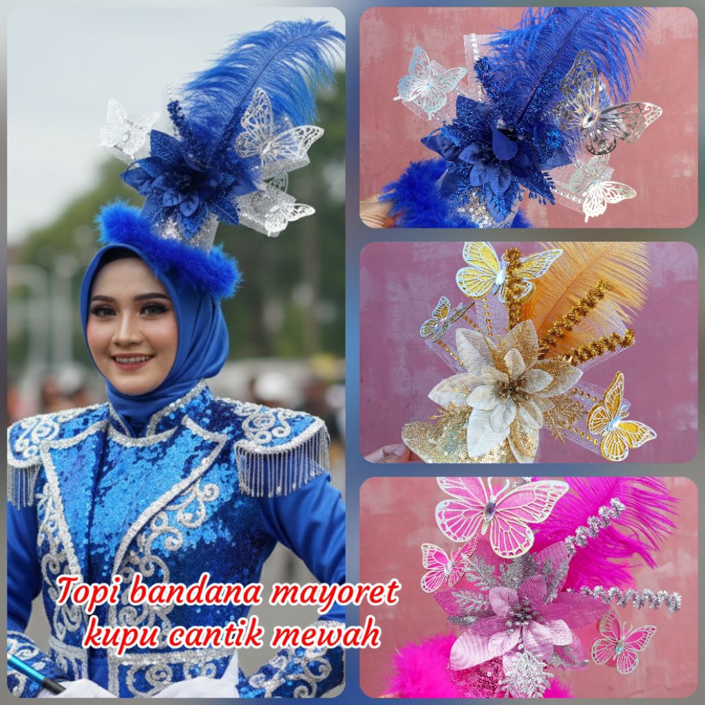 Bandana bando topi mayoret/topi bulu mayoret/topi karnaval/acsesories mayoret