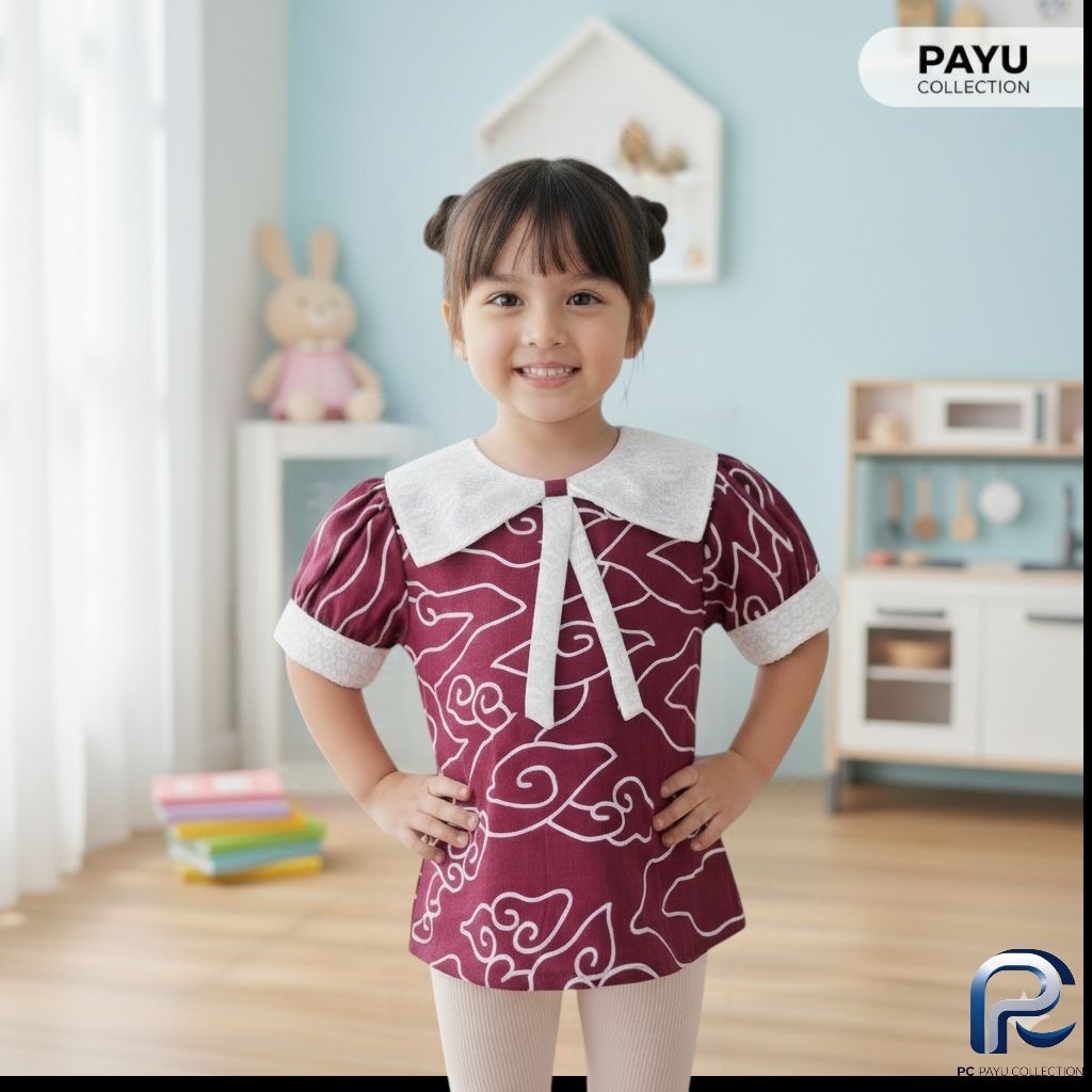 atasan batik anak.batik mega mendung.baju batik anak.blus batik anak