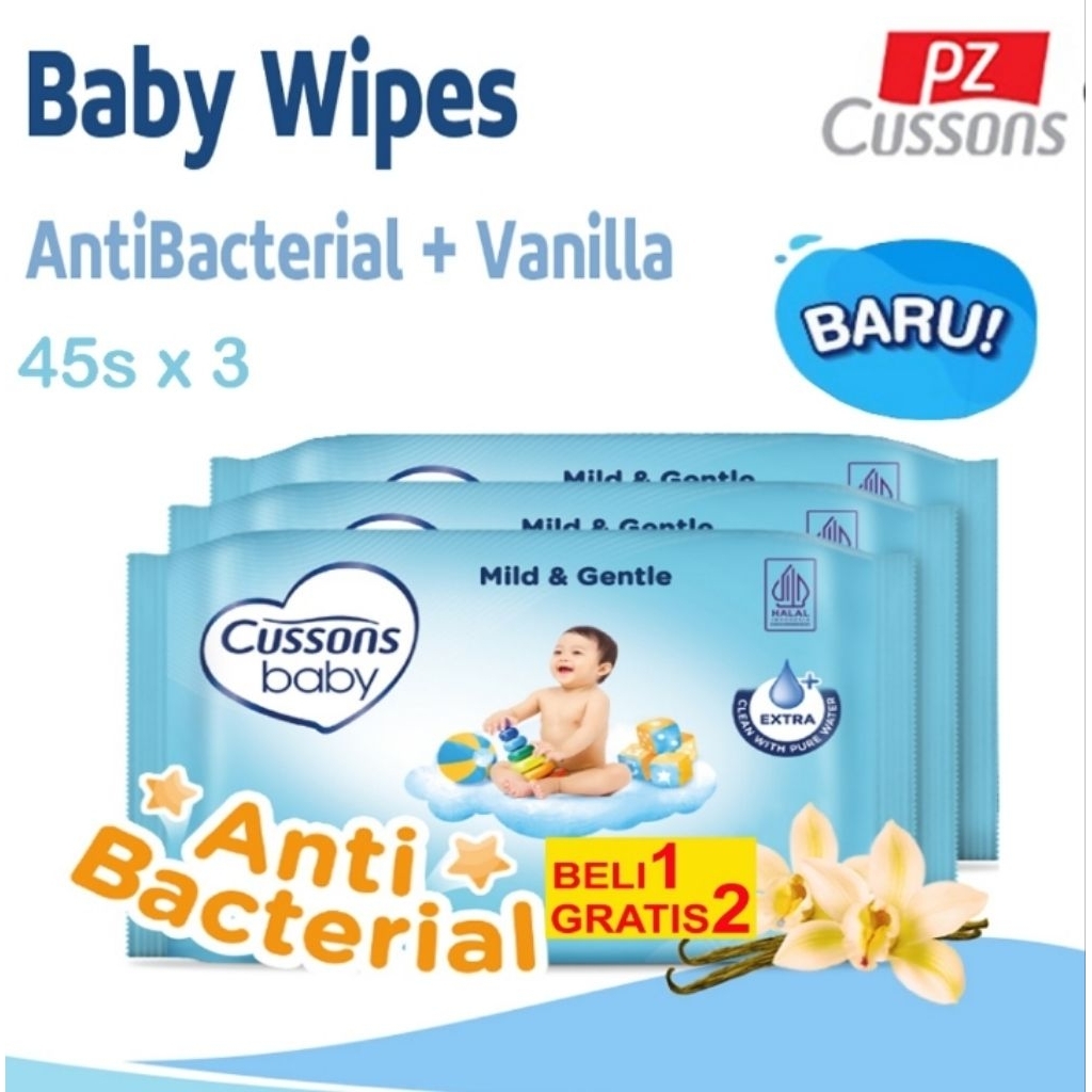 Baby Wipes
AntiBacterial + Vanilla

45s x 3

PZ

Cussons