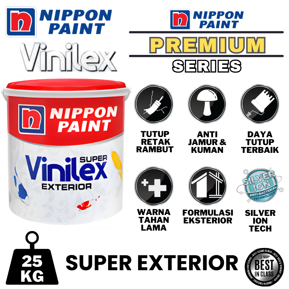NIPPON PAINT VINILEX SUPER EXTERIOR 25KG 300 WHITE NIPPON VINILEX CAT TEMBOK EKSTERIOR PUTIH VINILEX