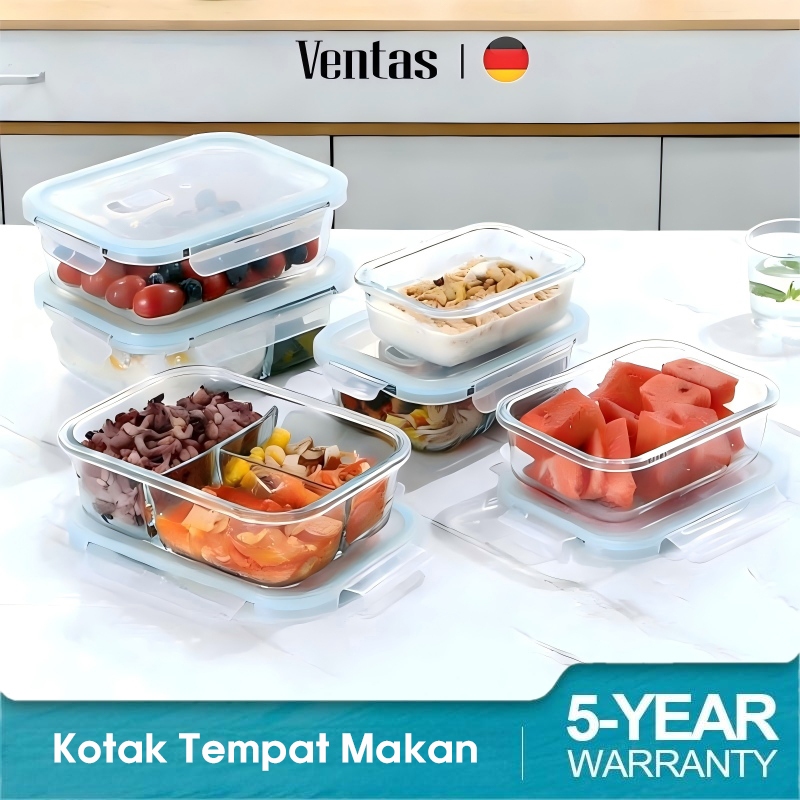 VENTAS Kotak Tempat Makan Kaca Glass Food Container Kotak makan Lunch Box Kotak Bekal Makan Kaca
