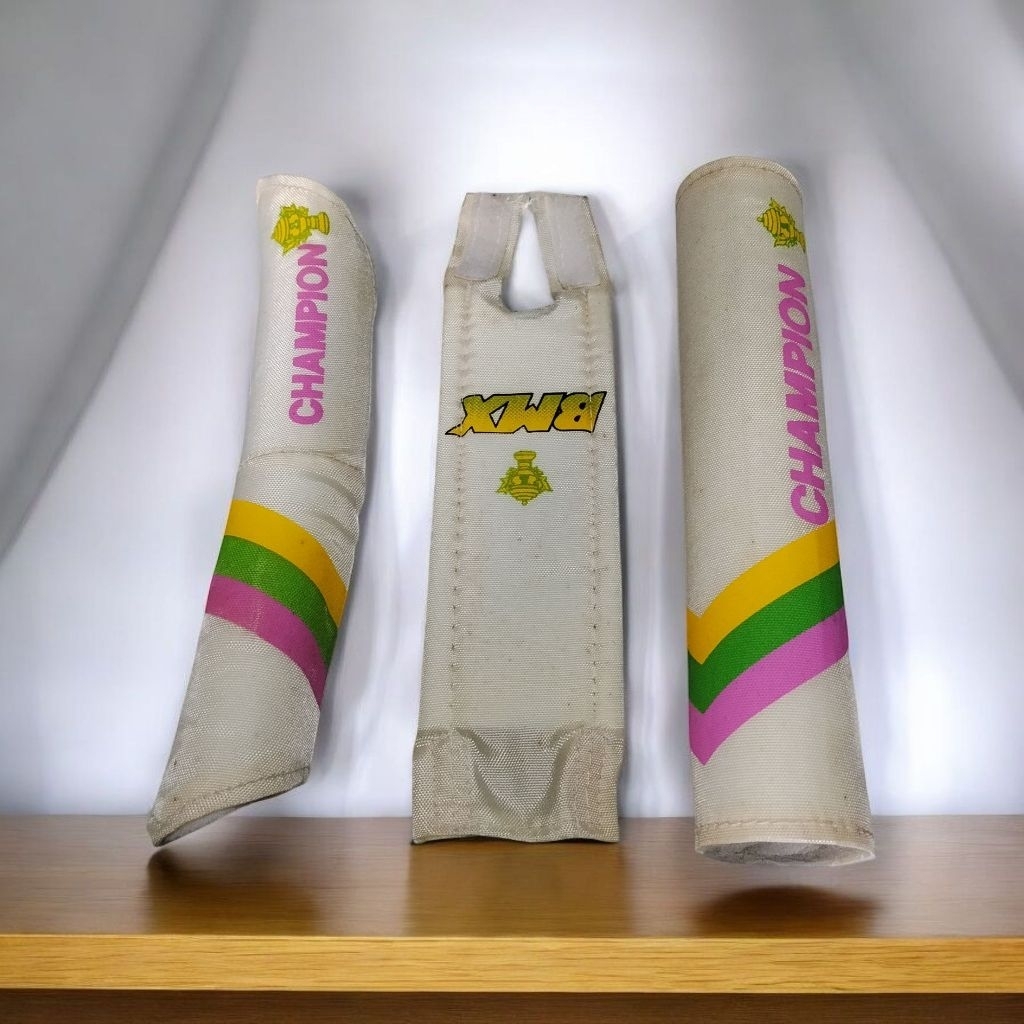 Bike Pads BMX - Padset Sepeda BMX Stang Stem Frame Bmx - NOS - BMX CHAMPION PUTIH GADING