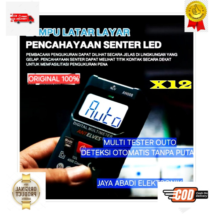 X12  ORI 100% AUTO MULTITESTER OTOMATIS TES CEK TEGANGAN RENDAH OUTOMATIC DETEKSI DETEKTOR SMART INT