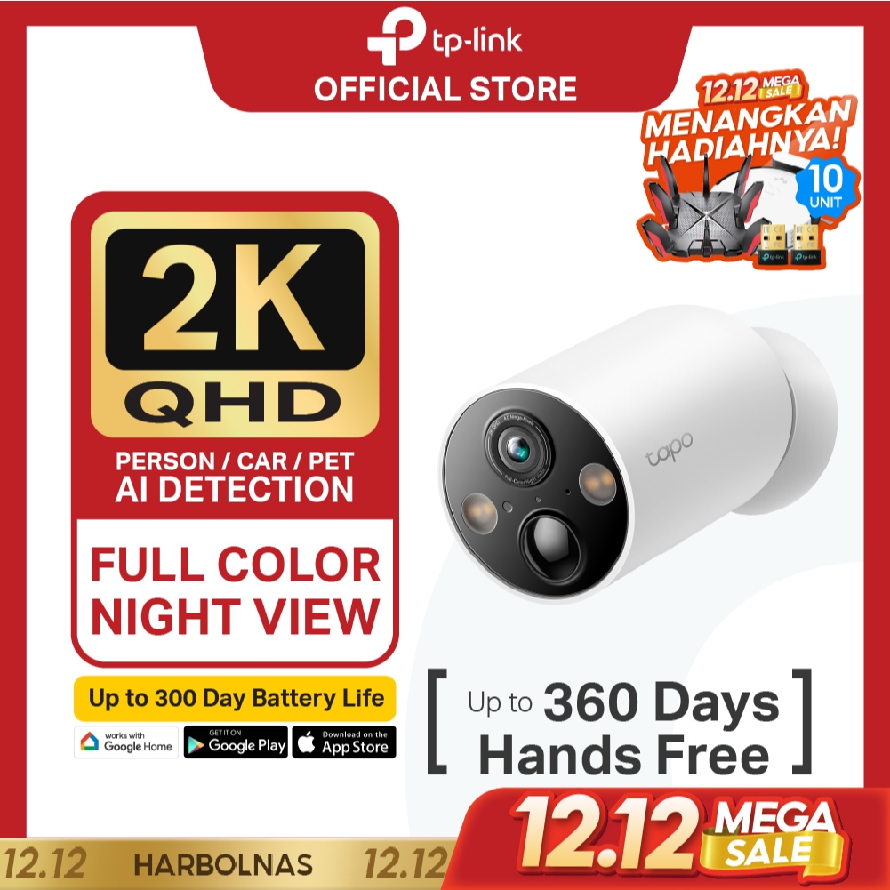TP-Link | Tapo C425 Kamera CCTV | 4MP | Outdoor WiFi | IP Camera | SD | IP66 | Wireless | Battery