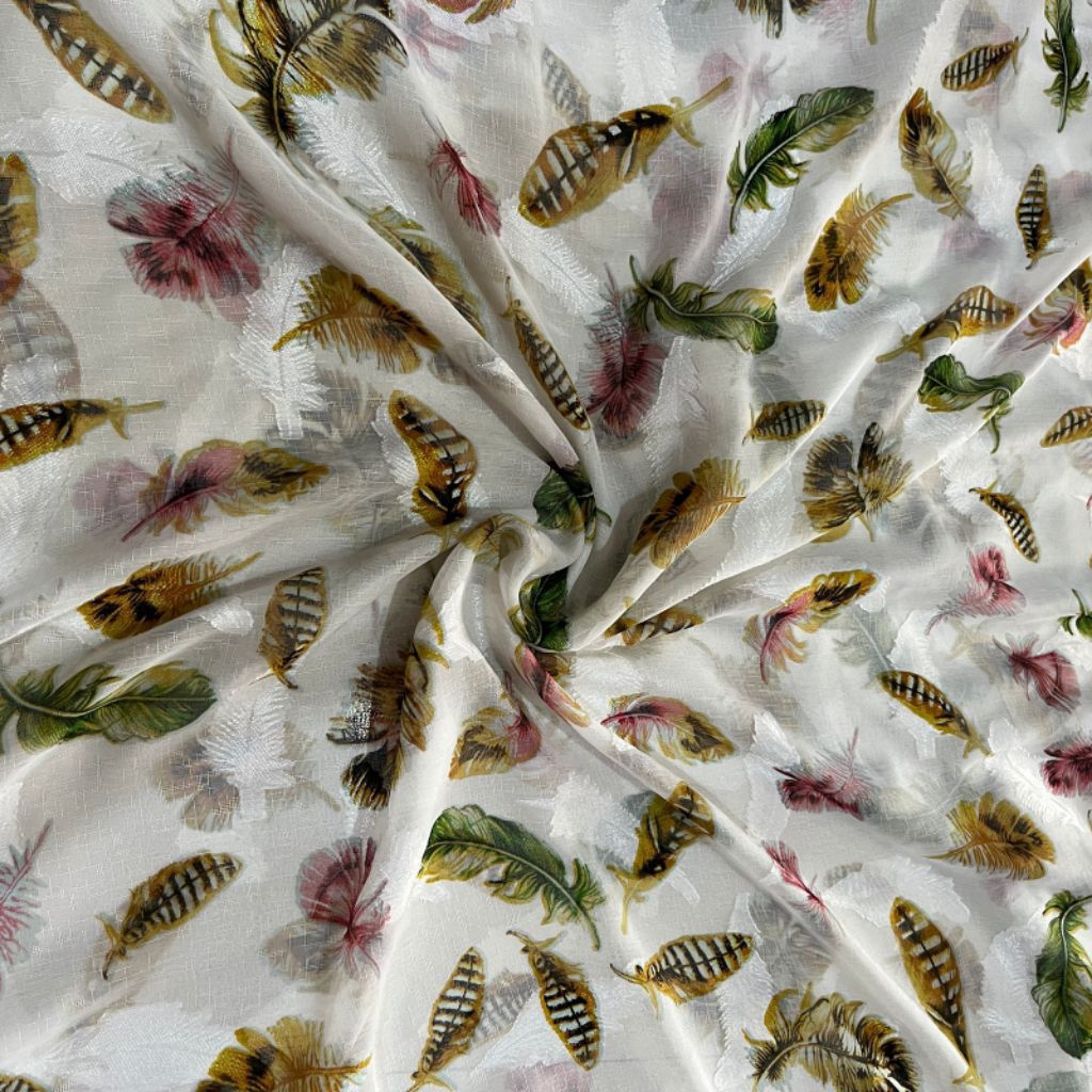 kain sifon embos motif bulu - kain sigon uragiri motif