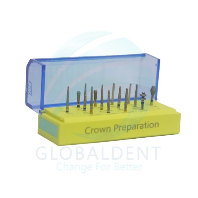 Dental Crown Preparation Diamond Bur Kit, Set of 14 pcs (Set Crown Preparation Bur) Diamond Bur Prep