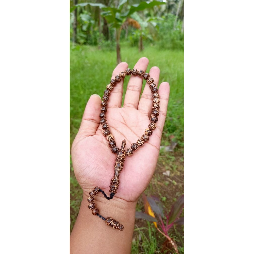 tasbih kayu liwung macan asli 8mm 33 butir tasbih kayu liwung  tasbih liwung