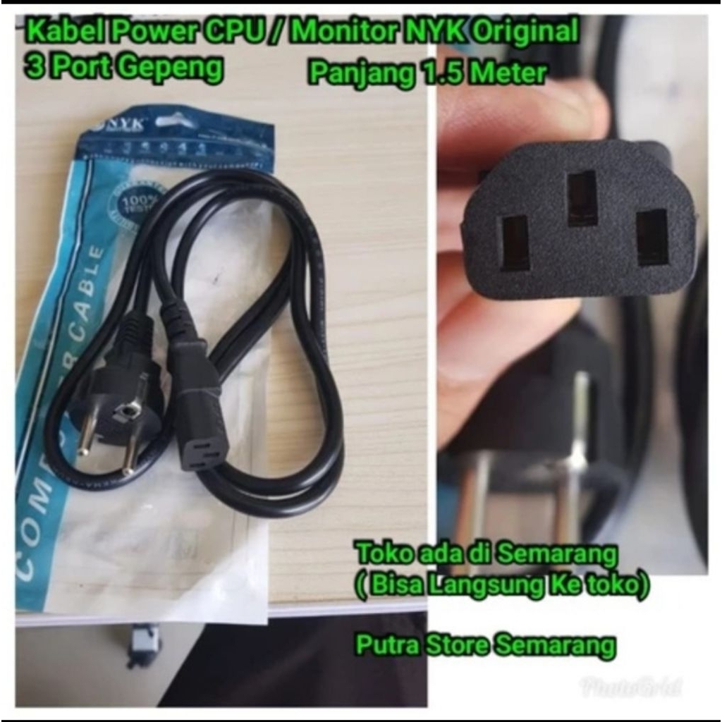 Kabel Power CPU 3 lubang kotak NYK Original Kabel Power Monitor Merk NYK Asli kabel listrik komputer