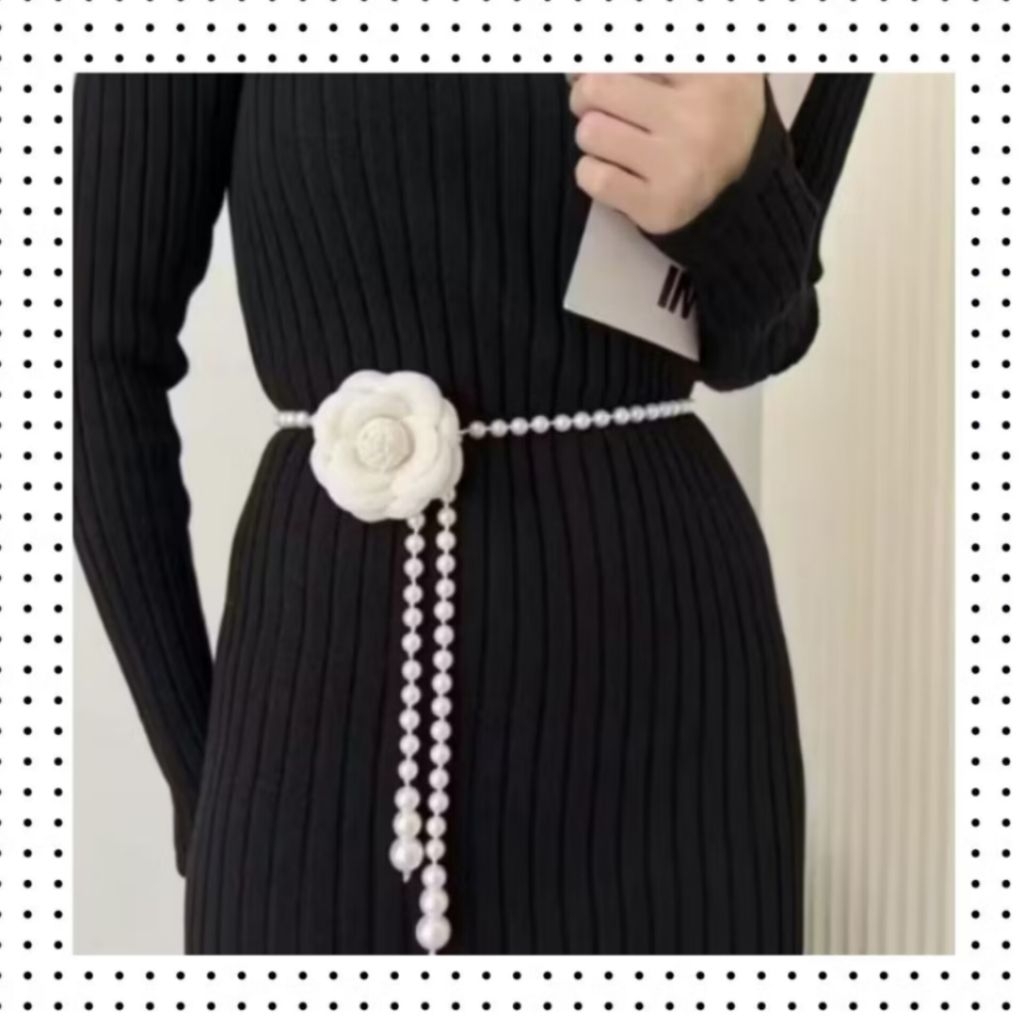 Nc21-Ikat Pinggang Mutiara Belt Wanita Motif Daisy