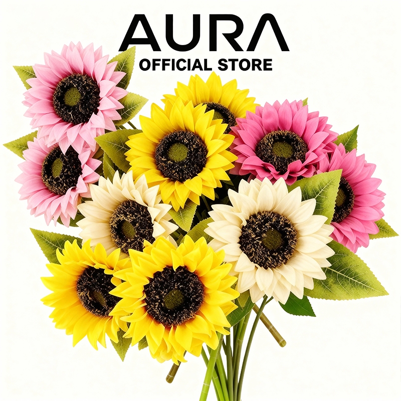 Aura Bung Hias Vintage Minyak Bunga Matahari Imitasi Bunga Matahari Sejati Dekorasi Ruang Tamu Rumah