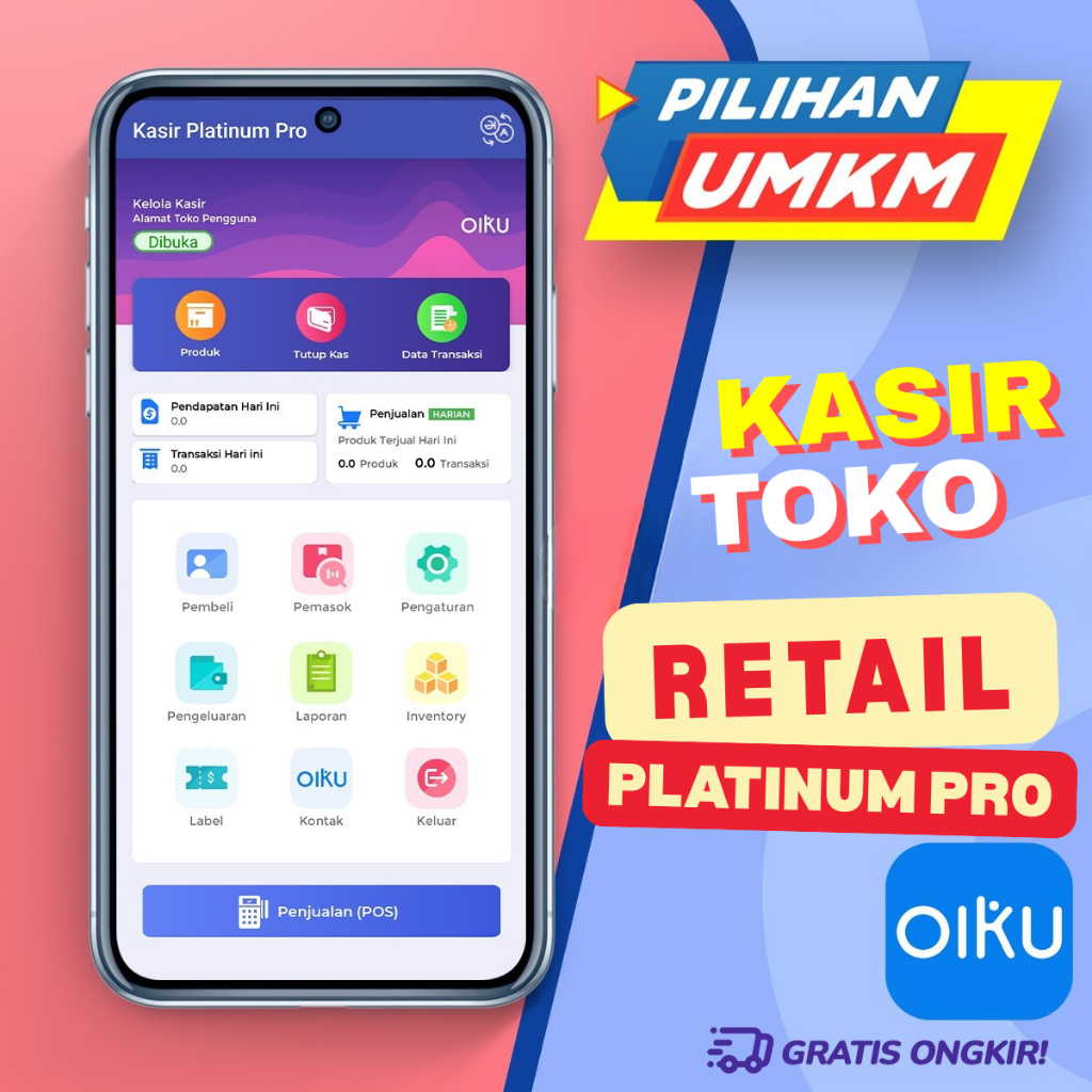 Aplikasi Kasir Oiku Platinum Pro Lengkap Dengan Inventory Serta Penjualan Grosir dan Ecer plus Akunt