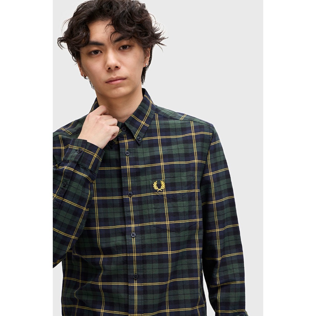 FP FRED PERRY TARTAN long sleeve SHIRT kemeja panjang pria ORIGINAL