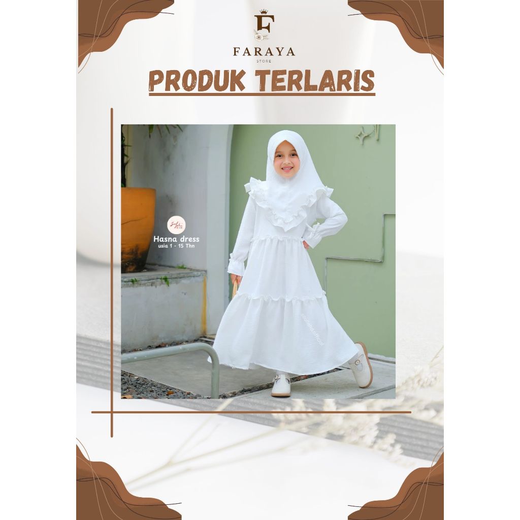 gamis anak perempuan / baju anak perempuan /Gamis putih anak Hasna / gamis anak putih / baju gamis a