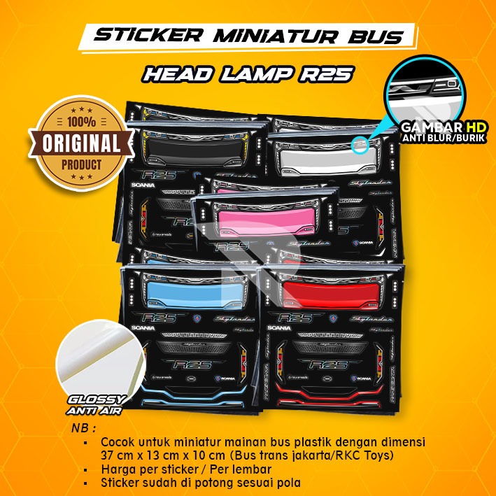 Stiker Headlamp Skylander R25 / Sticker Lampu Bus Miniatur Scania Skylander R25