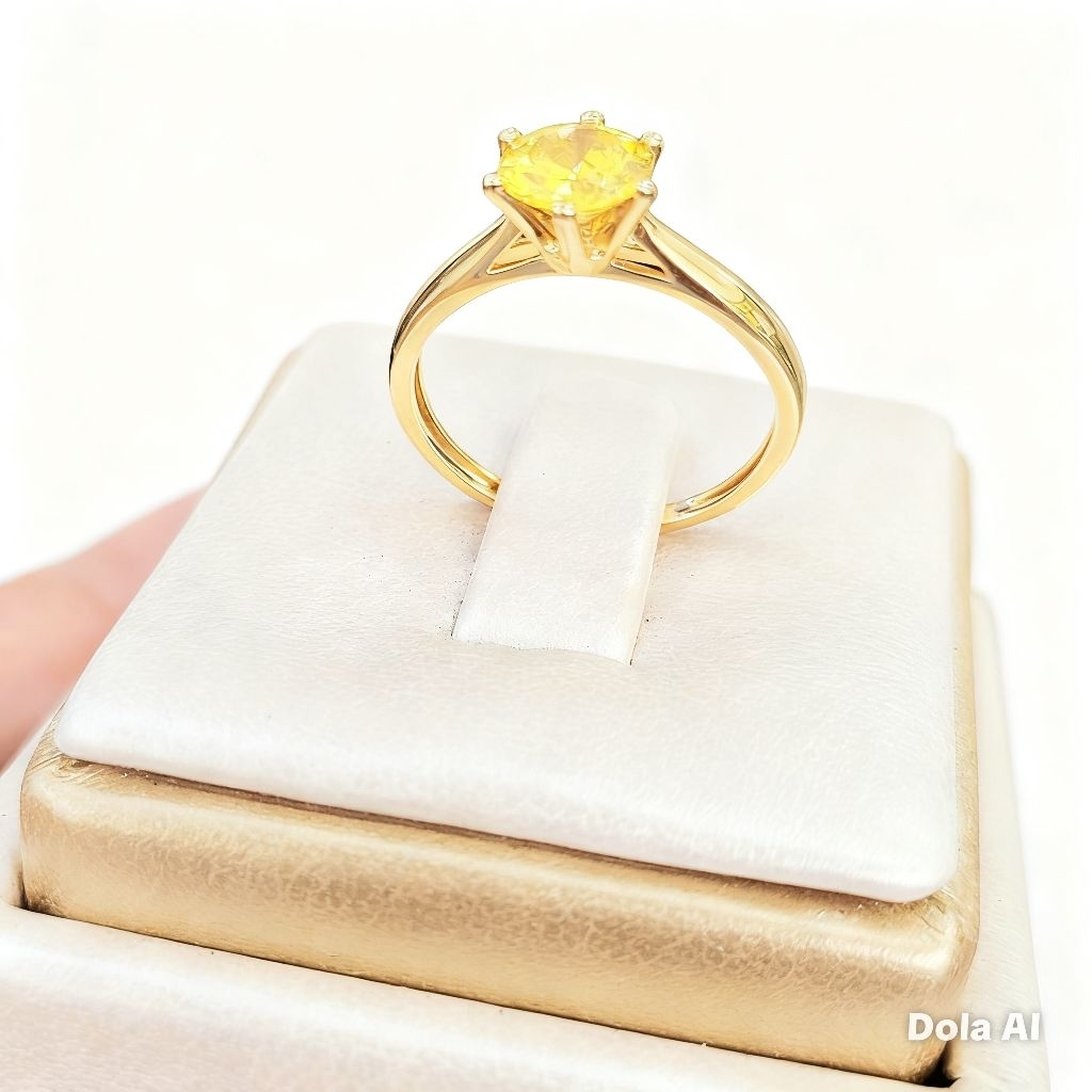 Cincin Emas Asli solitaire kuning Gold 16k