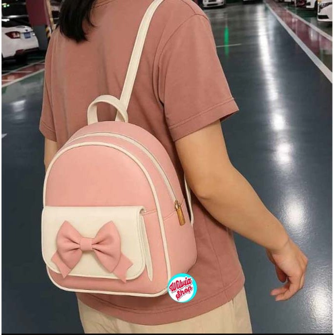 Tas Ransel Wanita ZEVANYA Mini Fashionable Stylish / Tas Ransel Anak Wanita Warna Biru  / Tas Gendon