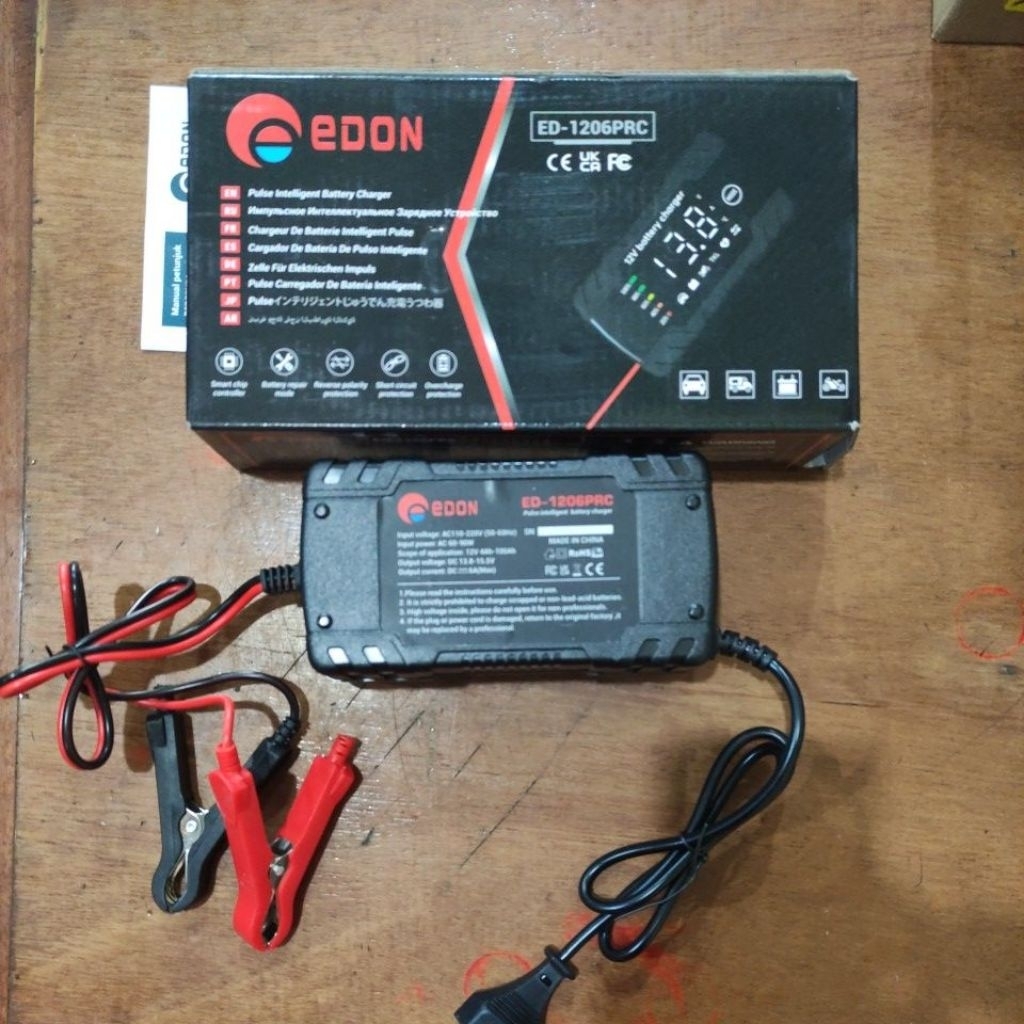 pengecas aki 6ampere 12v edon /pengecas baterai 6A ED-1206PRC/ charger baterai 6ampere edon 12volt (