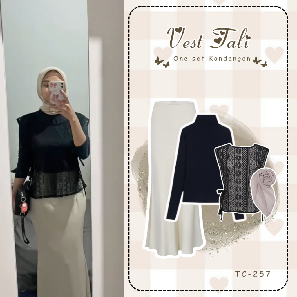 OOTD Kondangan Remaja Kekinian ( Rok Duyung + Manset + Brukat + Bella Square ) SET TC-257