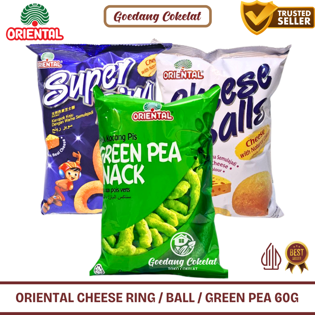 Oriental Cheese Balls Super Ring Green Pea Snack / Chiki Balls Oriental 60gr Halal Snack Malaysia