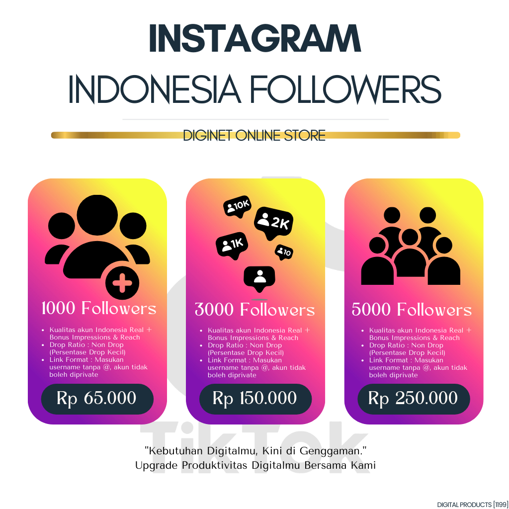 Promo Instagram Real Followers Indonesia | Followers Aktif | NO DROP - BERGARANSI | DNP1199