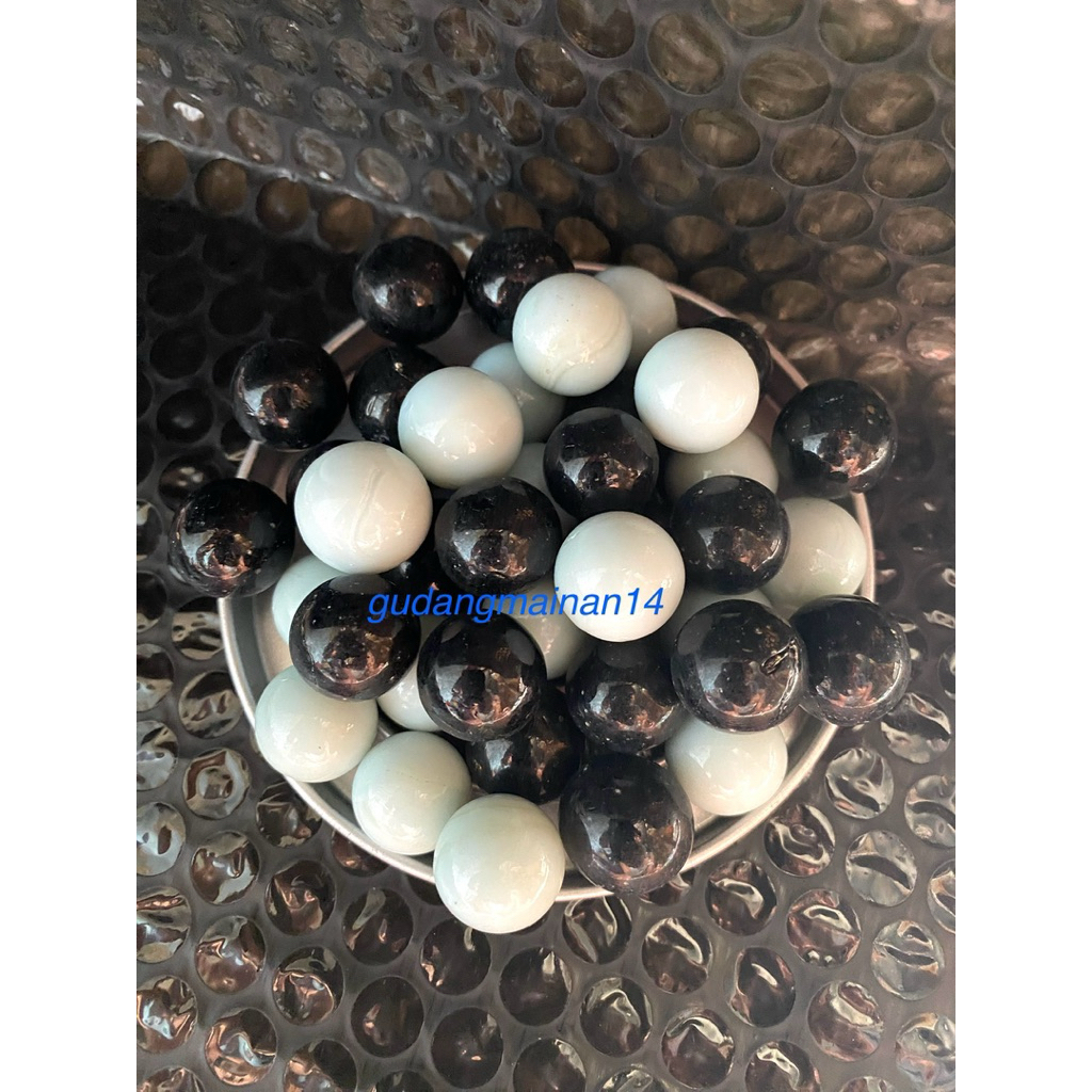 50Pc Kelereng Gundu Hitam Putih Campur