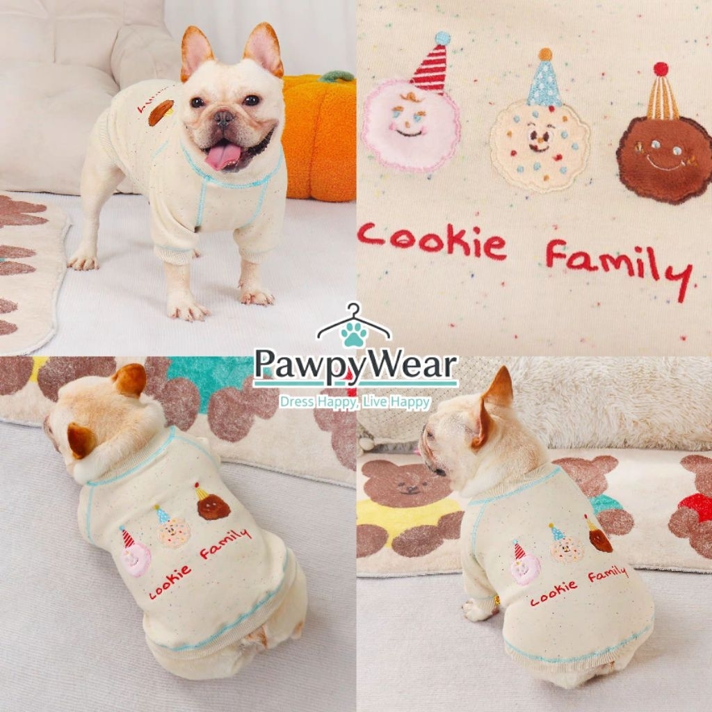 PawpyWear - Cookie Family Top Bigsize | Baju Anjing Frenchie Bulldog Corgi Kaos Tee Anabul Jantan Be