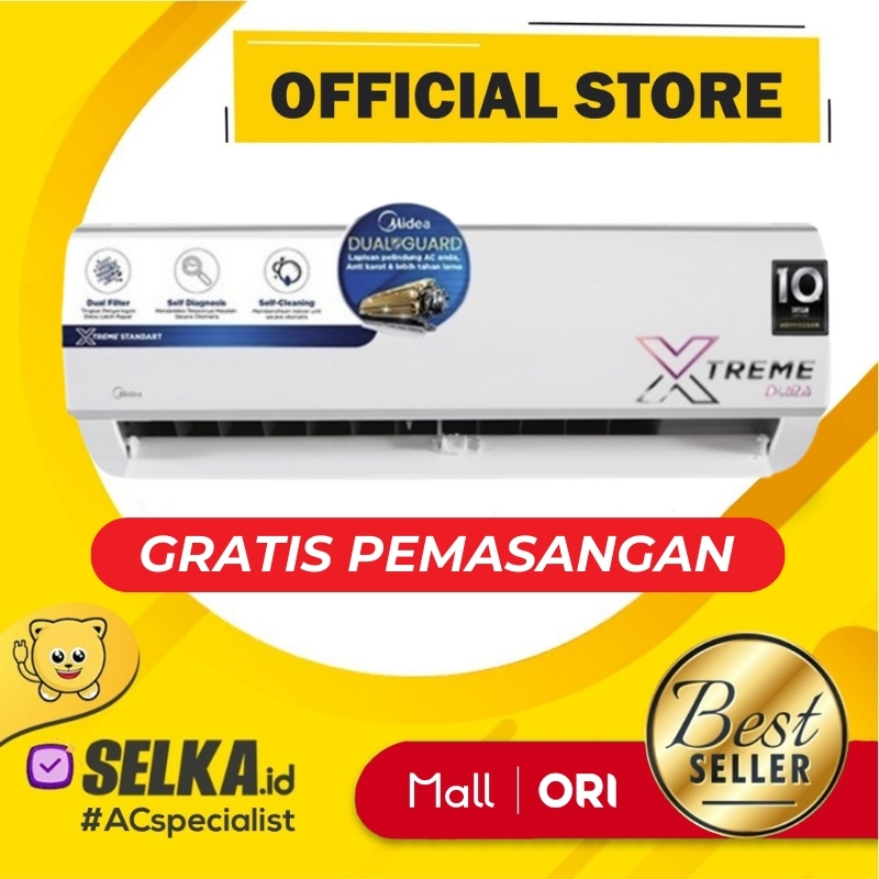 AC MIDEA MSFCE-05CRN2X + PASANG / 05 CRN2X AC SPLIT 1/2 PK STANDARD