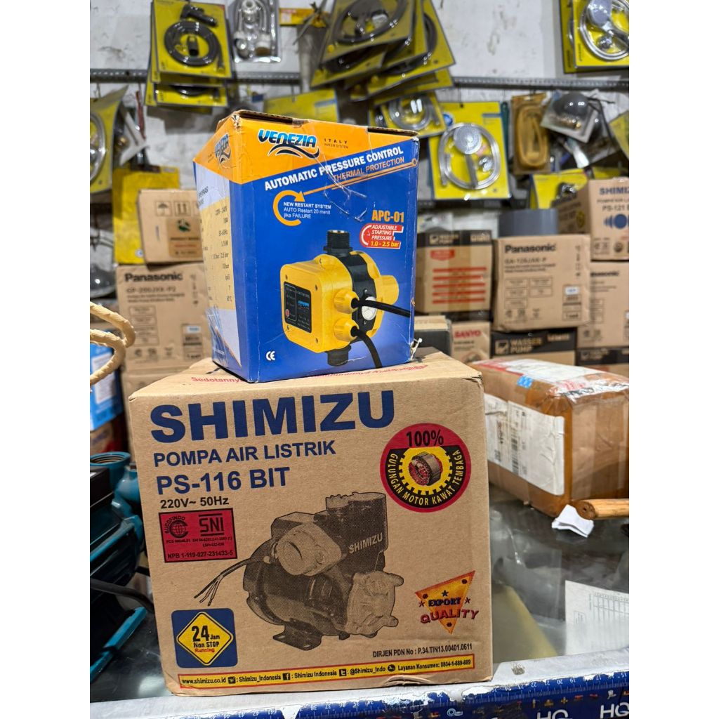 pompa dorong 1 titik shimizu SHIMIZU PS 116 bit + apc venezia pompa air pompa booster