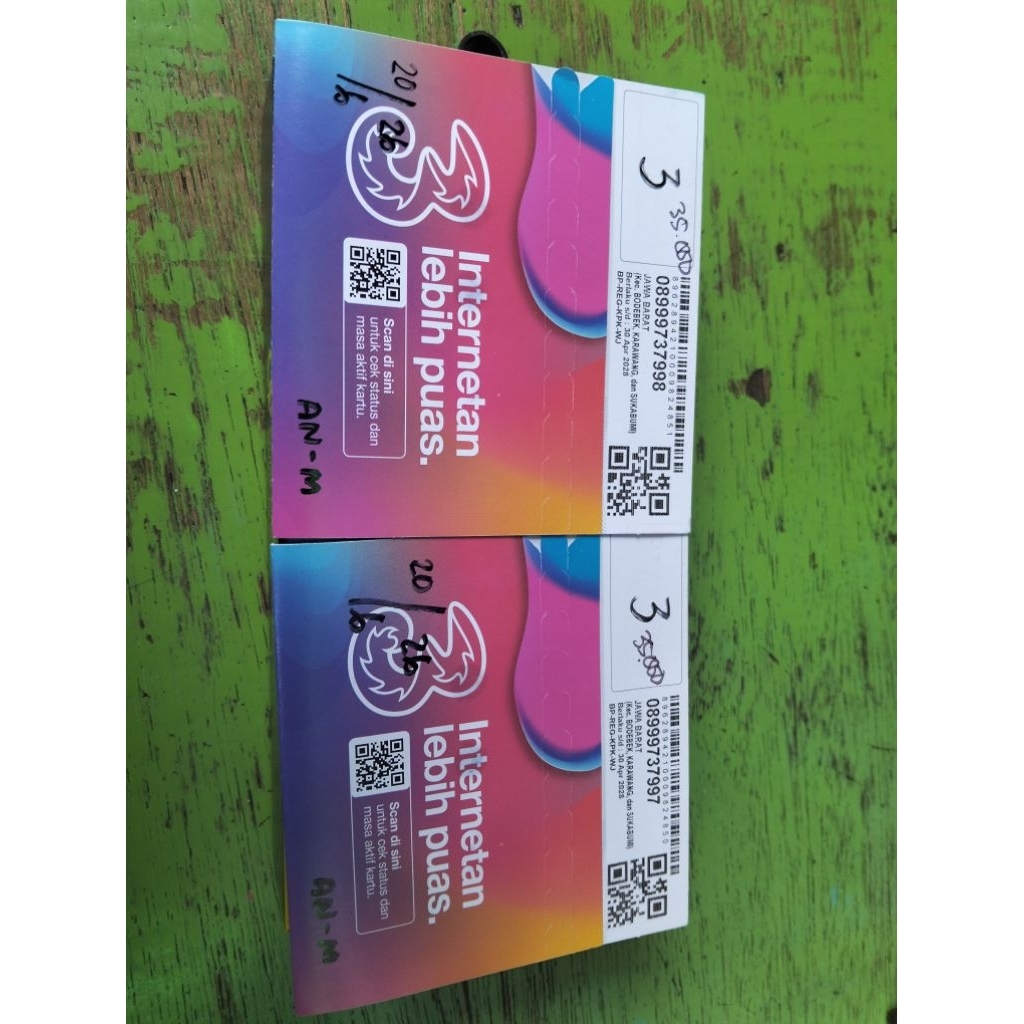 Kartu Perdana 3 TRI/AXIS/XL/INDOSAT/SMARTFREN 3GB Expired 20/06/2026