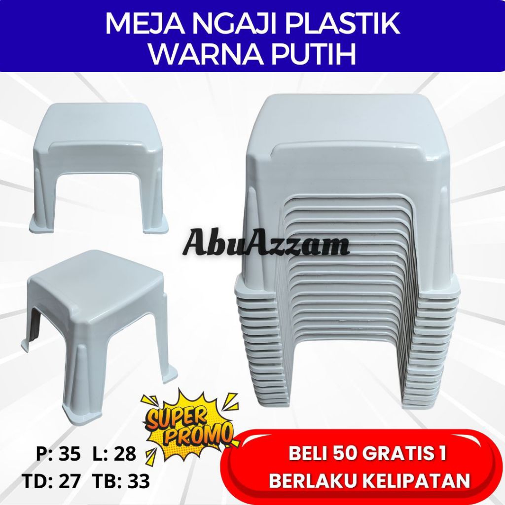 Meja Ngaji Plastik PUTIH Rehal Al Quran Rekal Kuat Kokoh Anti Patah Untuk Dewasa Anak Belajar di TPA