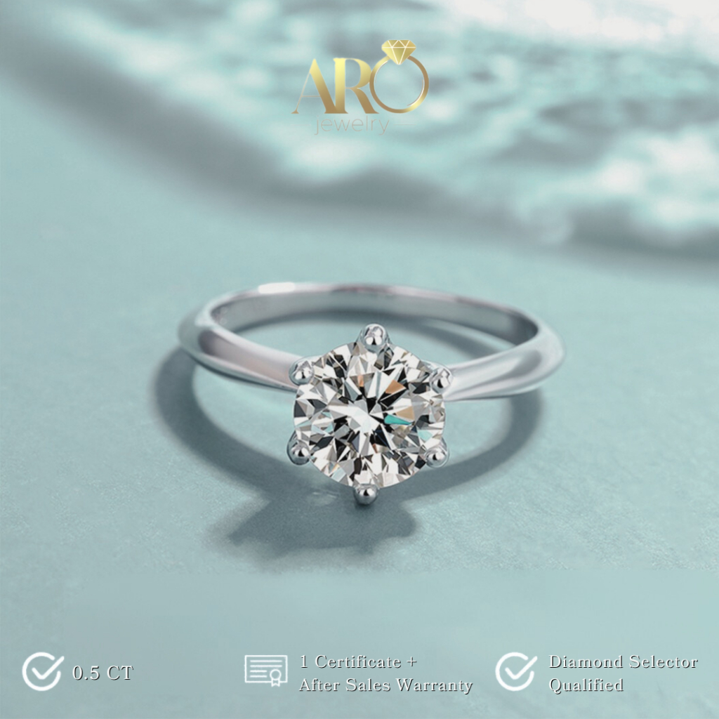 ARO JEWEL - Cincin Solitare Berlian Simply Moissanite VVS 1 Ring Moissanite Jewellery