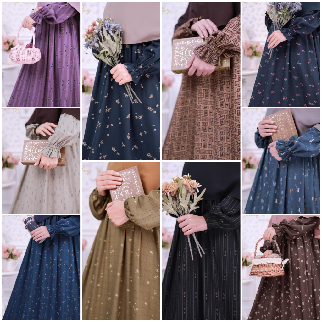 1. Ditsy Nightgown Desember XS SML XL Gamis daily muslimah terbaru