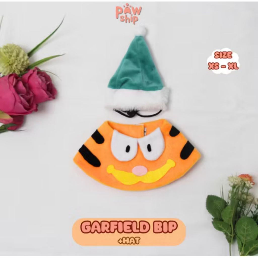 Bib dan hat anjing kucing merk pawship garfield lucu murah - L