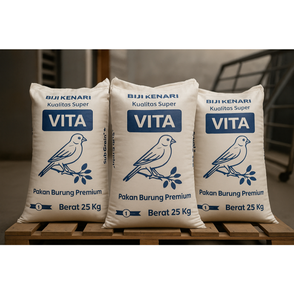 Biji Kenari VITA Canary Seed 25kg – Pakan Kenari Super, Bersih, Putih, Anti Palsu