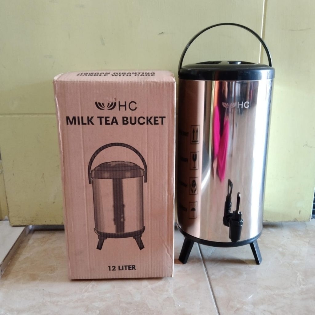 Water Jug Drink Jar Milk Tea Bucket Stainless Steel 12L - Polos