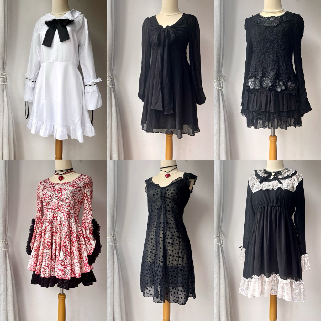 ED25 / Gothic Playhouse Dress Goth Hitam Lolita Lace