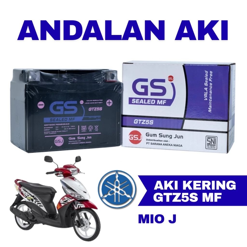 Aki Motor Yamaha Mio J GTZ5S Aki Kering Accu Kering MF