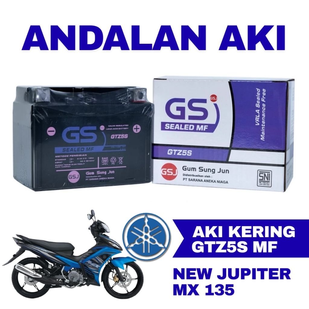 Aki Motor Honda New Jupiter MX 135 GTZ5S Aki Kering Accu Kering MF