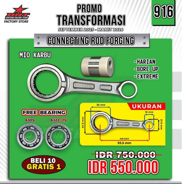Stang piston brt mio karbu stang piston kruk as std mio