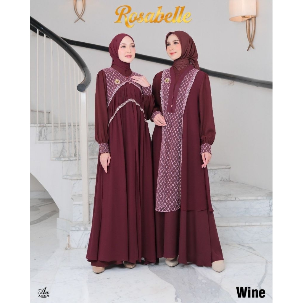 PO‼️[ORDER VIA CHAT-JANGAN CHEVK OUT] Gamis Perempuan Dewasa Rosabelle Dress by Aden Hijab