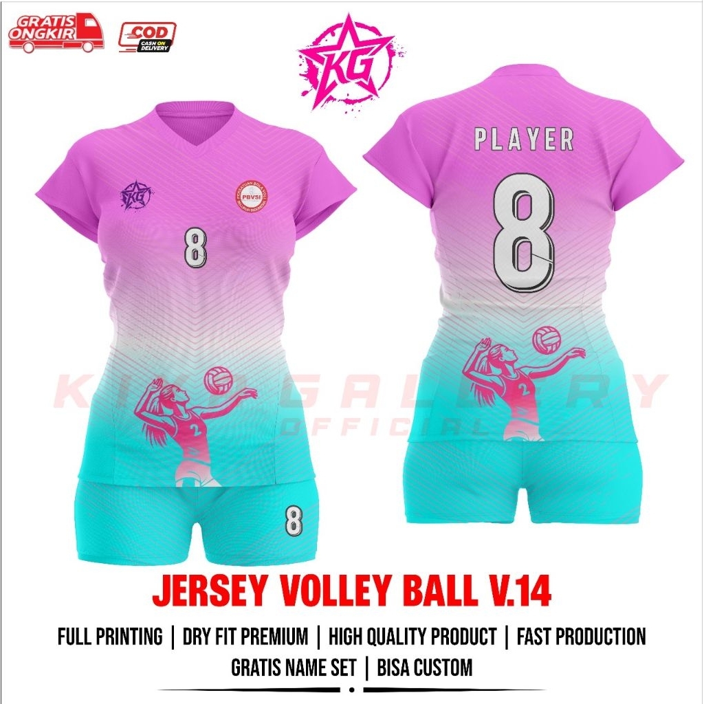 JERSEY BAJU VOLI WANITA V.14 FULL PRINTING GRATIS NAMA DAN NOMOR