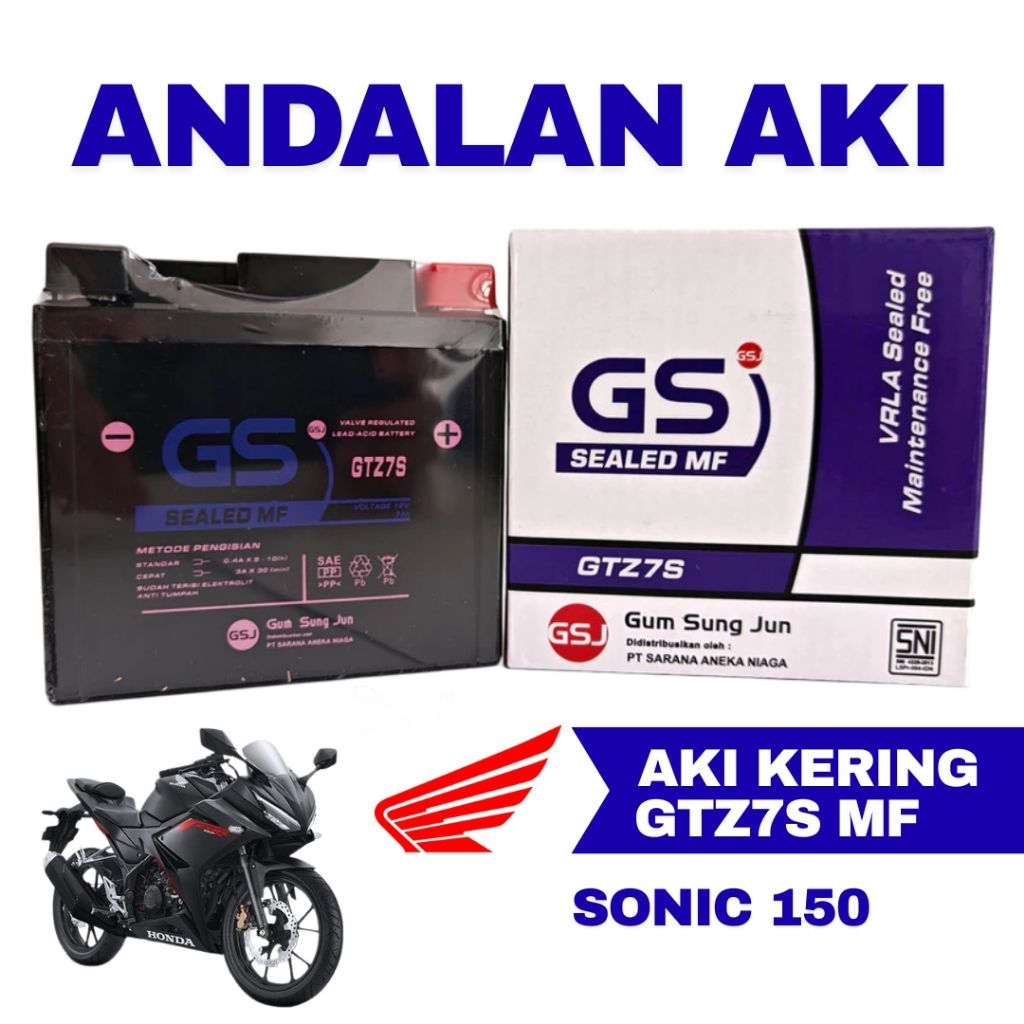 Aki Motor Honda Sonic 150 GTZ7S Aki Kering Accu Kering MF