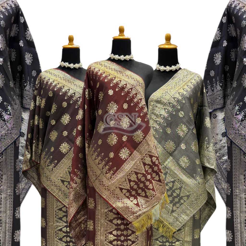 Kain Songket Selendang Setelan / Kain Songket + Selendang Set Bahan Premium