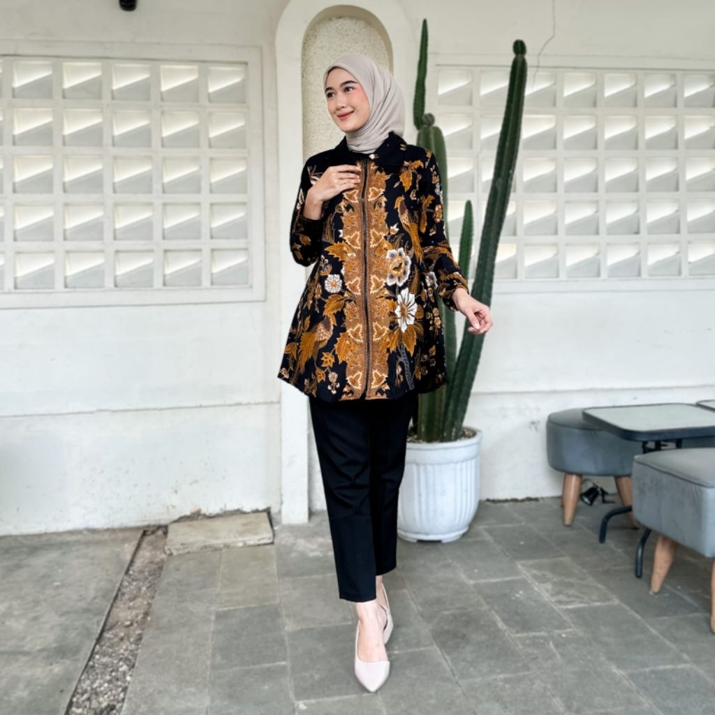 TUNIK BATIK //BATIK WANITA I BAJU BATIK WANITA IlATASAN BATIK // BAJU ATASAN KANTOR // ATASAN BAJU S