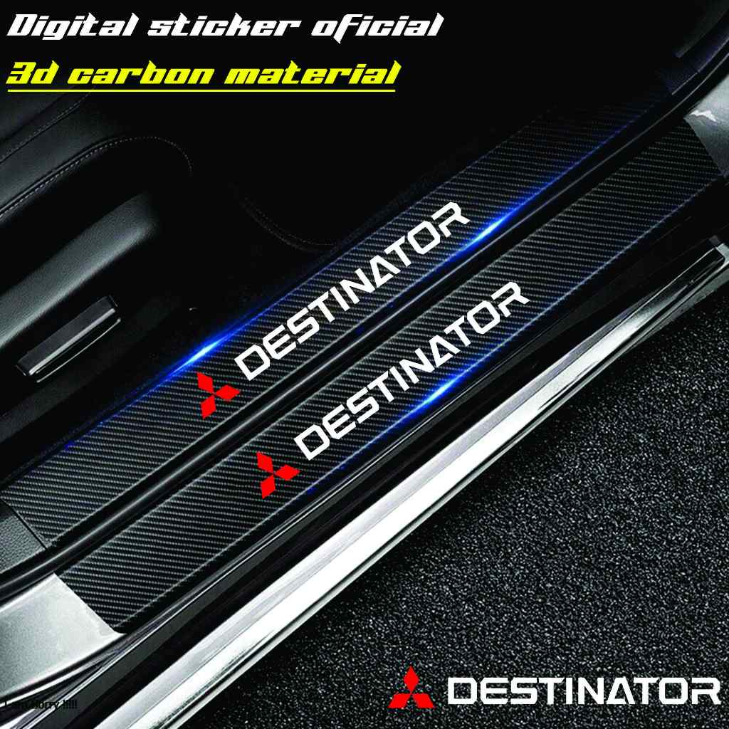 Stiker Cutting Sill Plate Carbon 3D Pintu Mobil Destinator Pelindung Bumper Bagasi Mitsubishi