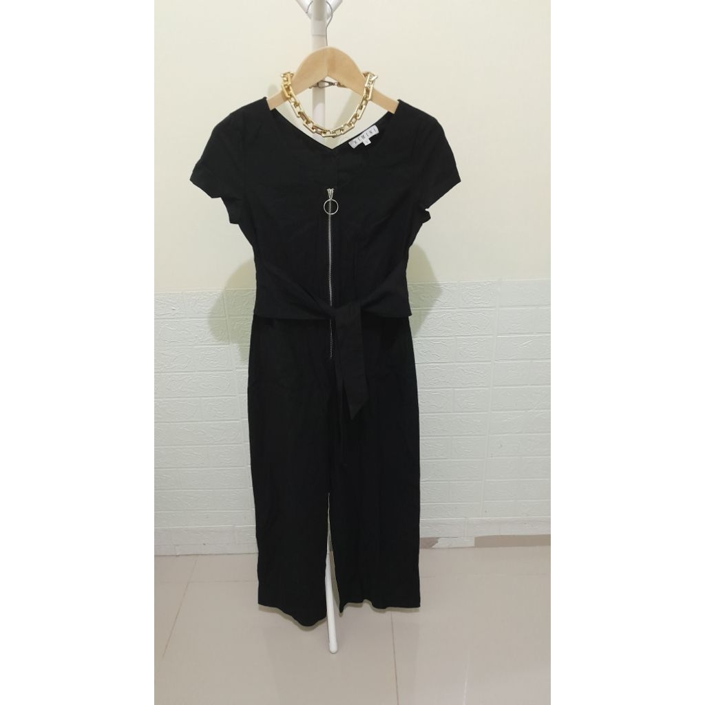 PL JUMPSUIT PANJANG WANITA HITAM ZIPPER