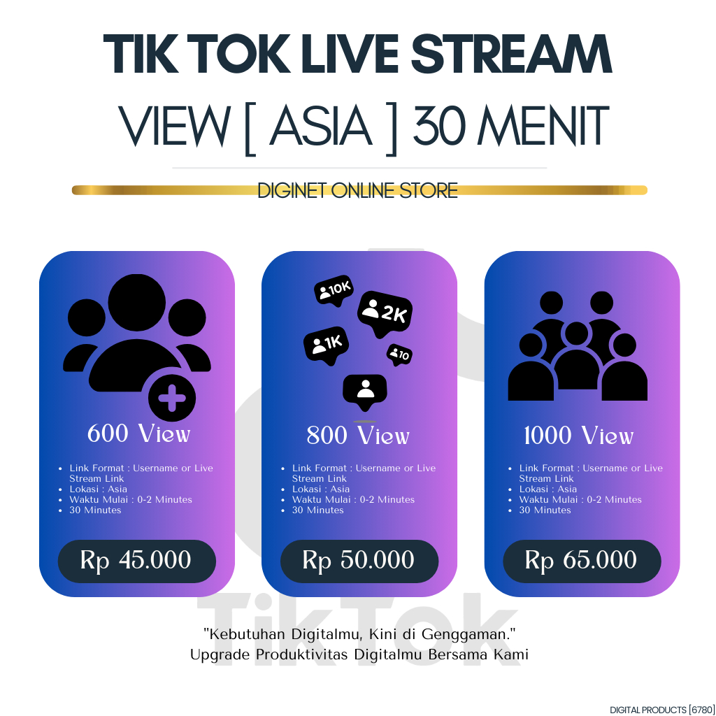 Tiktok Real Live Stream View | Asia | 30 Menit - BERGARANSI | DNP6780