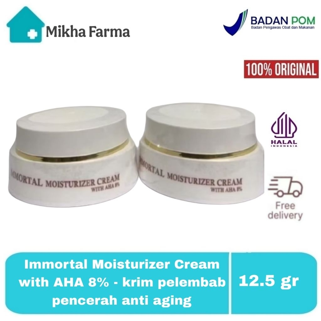 Immortal Moisturizer Cream with AHA 8% - krim pelembab pencerah anti aging AHA 8 % - BPOM