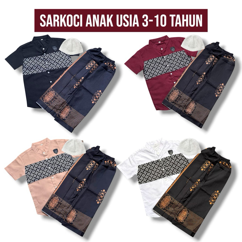 TERMURAH SARKOCI ANAK sarung koko  Baju koko anak Laki - Laki Setelan koko anak usia 3-10 tahun