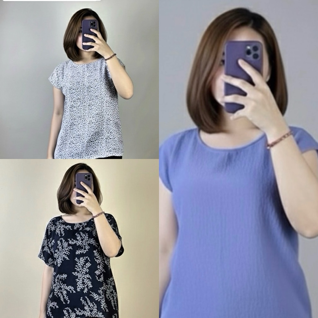 Atasan Airflow Polos Premium – Kuning & Biru Atasan Rayon Motif Premium – Bunga/Macan/Tutul/Ranting